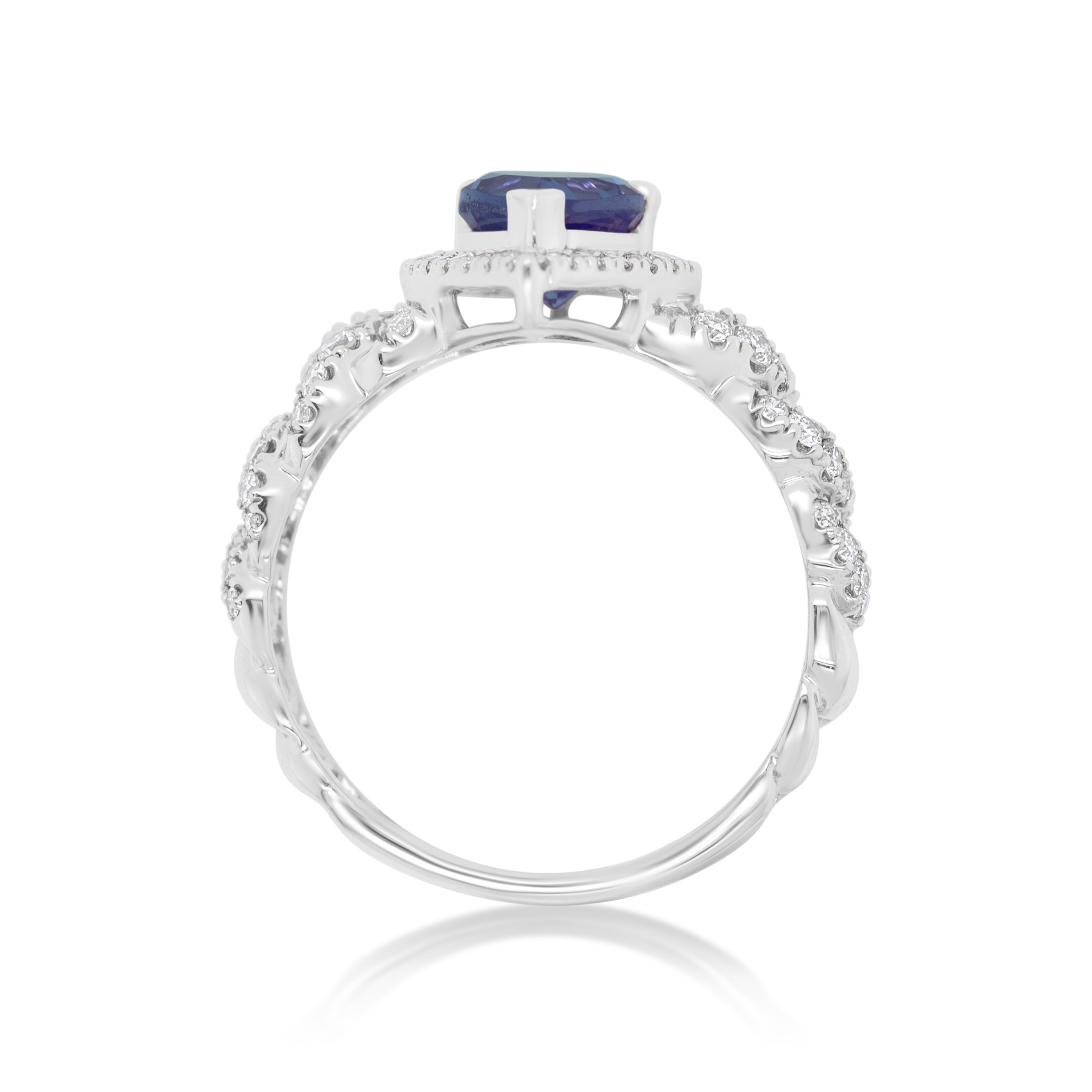 Diamond Ring 0.55 ct. 14K White Gold Blue Pear Shaped Center Stone